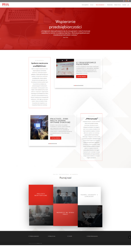 strona dla organizacji polskie polish professional podstrona wspieranie przedsiebiorczosci webear.space